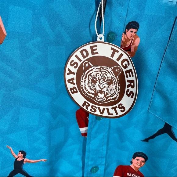 NEW RSVLTS Saved by the Bell Blue All over Graphic Short Sleeve Button Up XXL - Picture 7 of 7